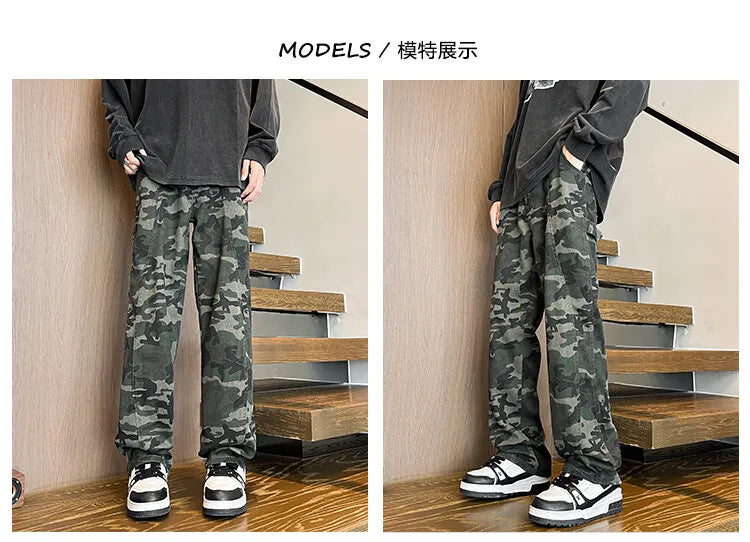 Threebooy Jeans Men straight Pants patchwork male jean Fit Patchwork Streetwear Men's Trousers Denim Large size Hip Hop