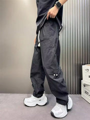 Threebooy Solid Color Baggy Straight Cargo Pants for Men Spring Summer New in Emo Techwear Fashion Cheap High Quality Casual Trousers Man