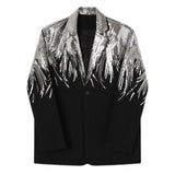 Threebooy Mens Nightclub Embroidered Street Loose Sequin Suit Autumn Winter Genderless Fashion Trend Casual Personality Jacket Unisex