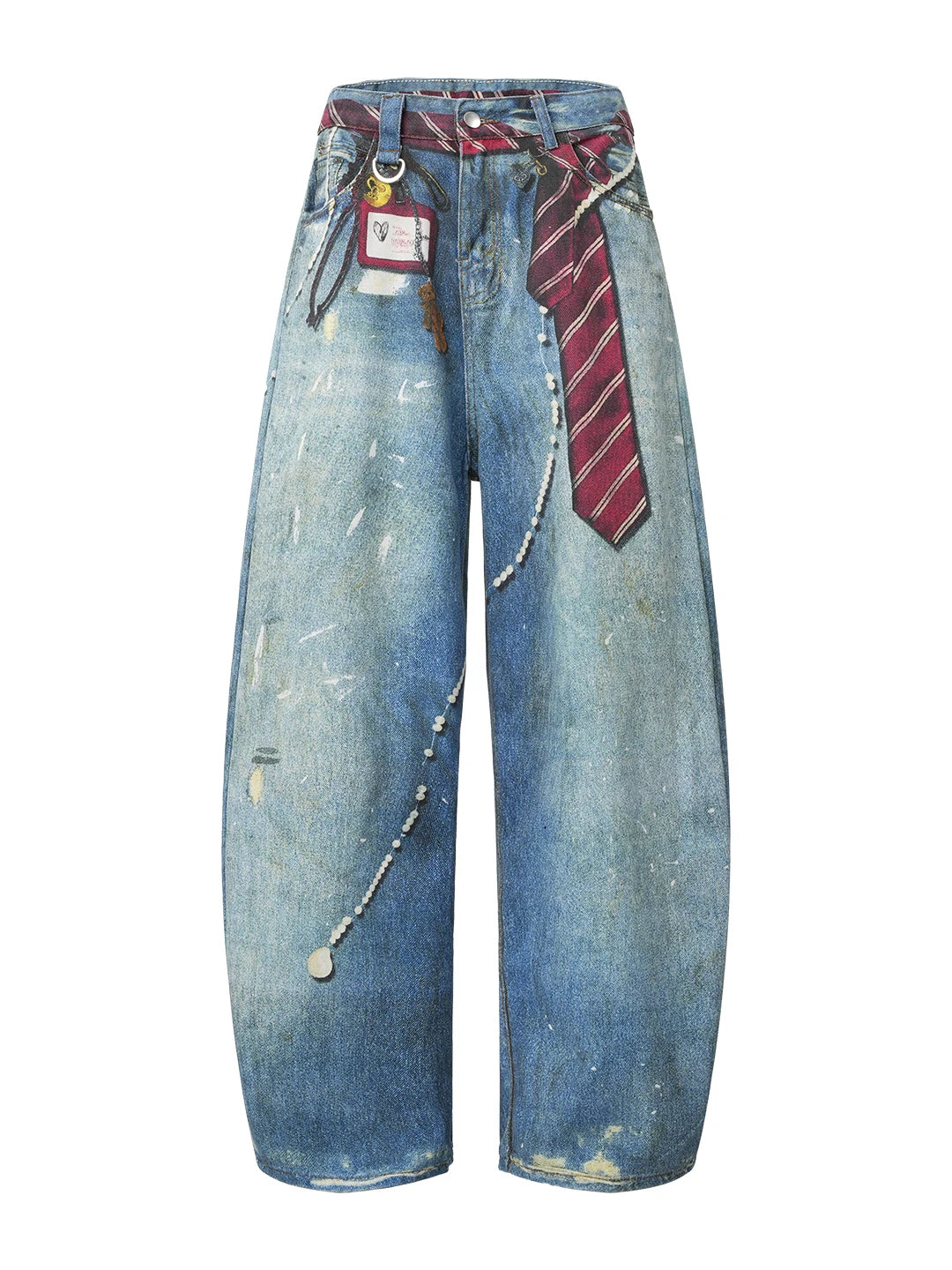 Threebooy  3D Printed Knife Pattern Wide Leg Jeans Men's Women's Autumn Winter Fashion Brand Washed Straight Long Pants American Retro S...