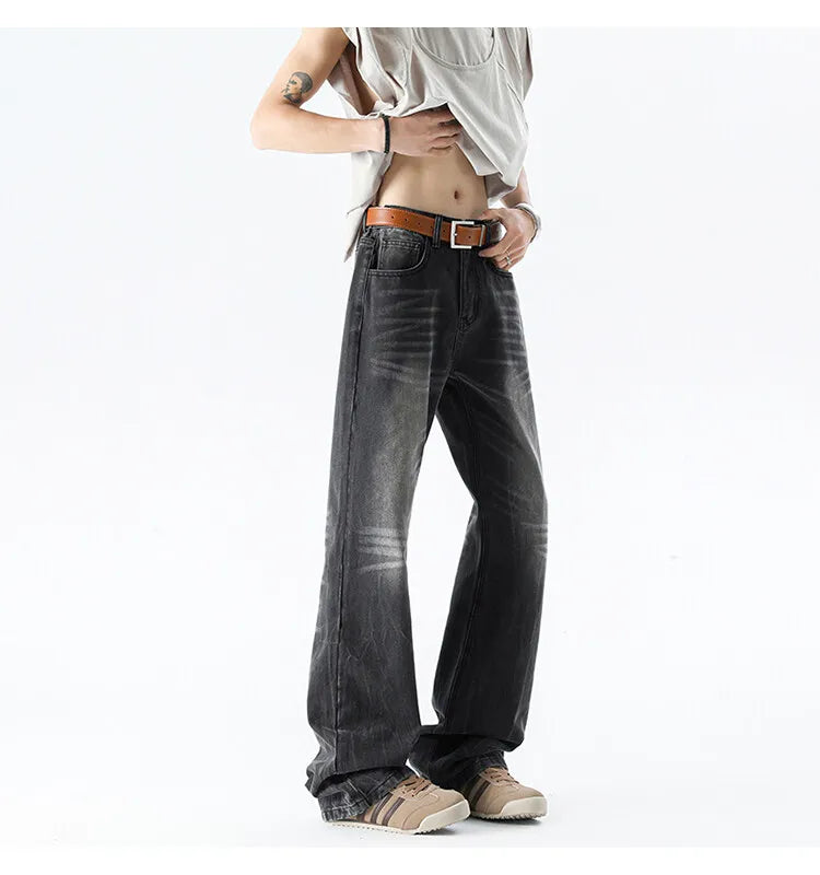 Threebooy Wide leg jeans Men 2025 Autumn trend Casual Pantsbell-bottoms unisex washed Jeans Skinny Work Trousers Male Jeans Men Clothing