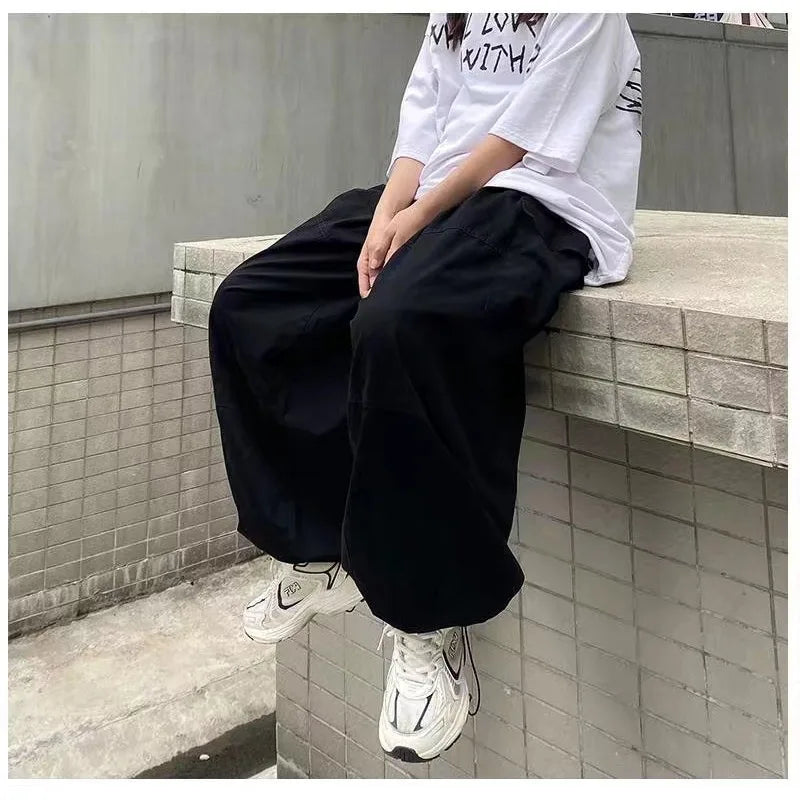 Threebooy  Vintage Baggy Cargo Pants Men Cotton Wide Leg Trousers Male Oversize Retro Loose Casual Japanese Streetwear Hip Hop