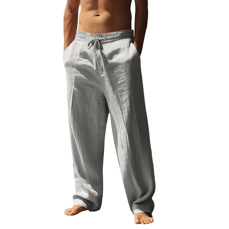 Threebooy  Summer Breathable Cotton and Linen Trousers AliExpress Loose Casual Sports Men's Trousers
