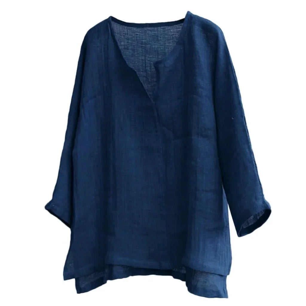 Threebooy  New Linen Shirt Men Brief Breathable Comfy Solid Color Long Sleeve Loose Harajuku Casual Blouse Hawaiian Shirts