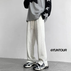 Threebooy  Grey Black Sweatpants Men Fashion Oversized Wide Leg Pants Men Streetwear Loose Straight Sports Pants Mens Joggers Trousers