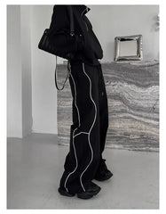 Threebooy American High Street Style Retro Trend Functional Style Drawstring Loose Sports Wide-leg Trousers Autumn Winter New Style Pants