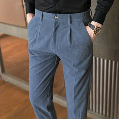 Threebooy  Straight Casual Trousers Men's Spring Autumn Wide-leg Pants Loose Versatile Draped Trousers Trendy Corduroy Pants