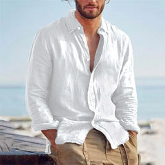 Threebooy  Men's All-season  Long Sleeve Casual Shirt  Features A Classic Turn-down Collar For Endless Styling Possibilities