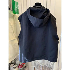 Threebooy  Design-sleeved Hooded Vest Sweatshirt for Men Women 2025 Loose Retro Casual Sports Jacket Asymmetrical Zippered Large Pocket Top