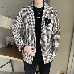 Threebooy men's High Quality Suit Jackets Plaid printing casual coats Lapel collar Fashion Blazers Western Clothes Clothing M-3XL