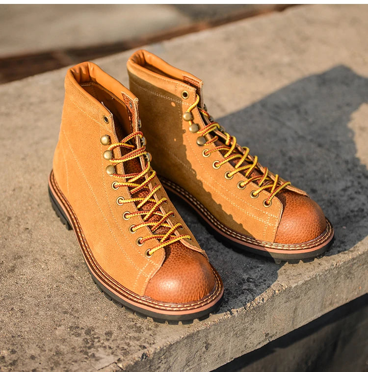 Threebooy  Handmade Autumn Winter New British Men Casual Shoes Dress Cow Suede Ankle Boots Tooling Outdoor Work Desert Boots