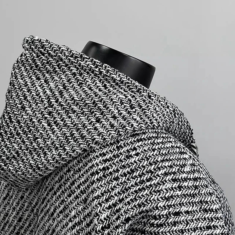 Threebooy  New Autumn Men Textured Hooded Sweatshirt Jacket Light Luxury Harajuku Zip-up Leisure Fashion Long Sleeve Hoodie Crop Coat M-2XL
