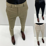 Threebooy Spring/Summer New Suit Pant Mens Korean Slim Business Formal Pants Black Beige Men Office Work Men Trousers