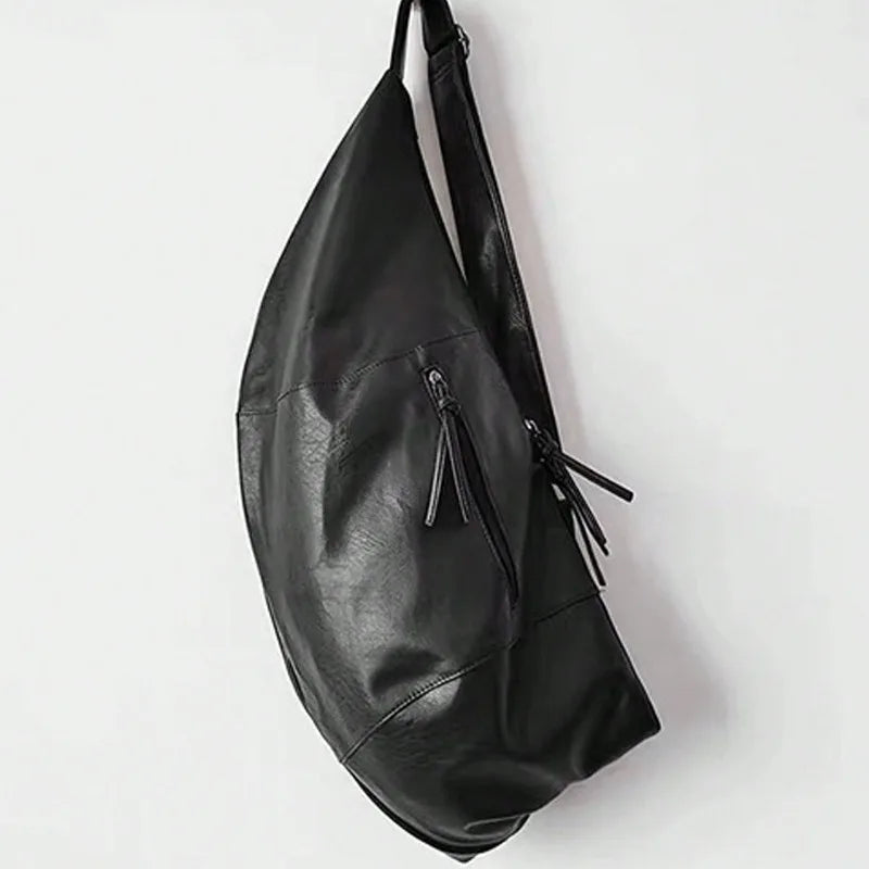 Threebooy Stylish Dumpling Shaped PU Crossbody Bag for Men, Suitable for Casual Outings and Large Capacity Needs