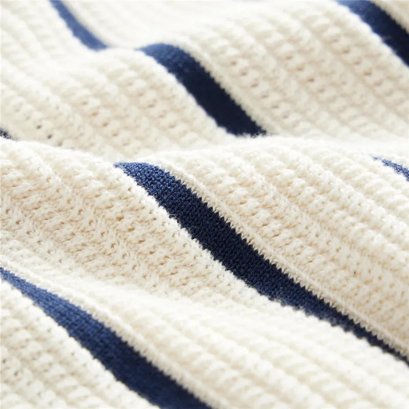 Threebooy New Summer Men's Striped Knit Polo Shirts Fashion Patchwork Short Sleeve Turn Down Collar Smart Casual Polos Men Knitted Tops