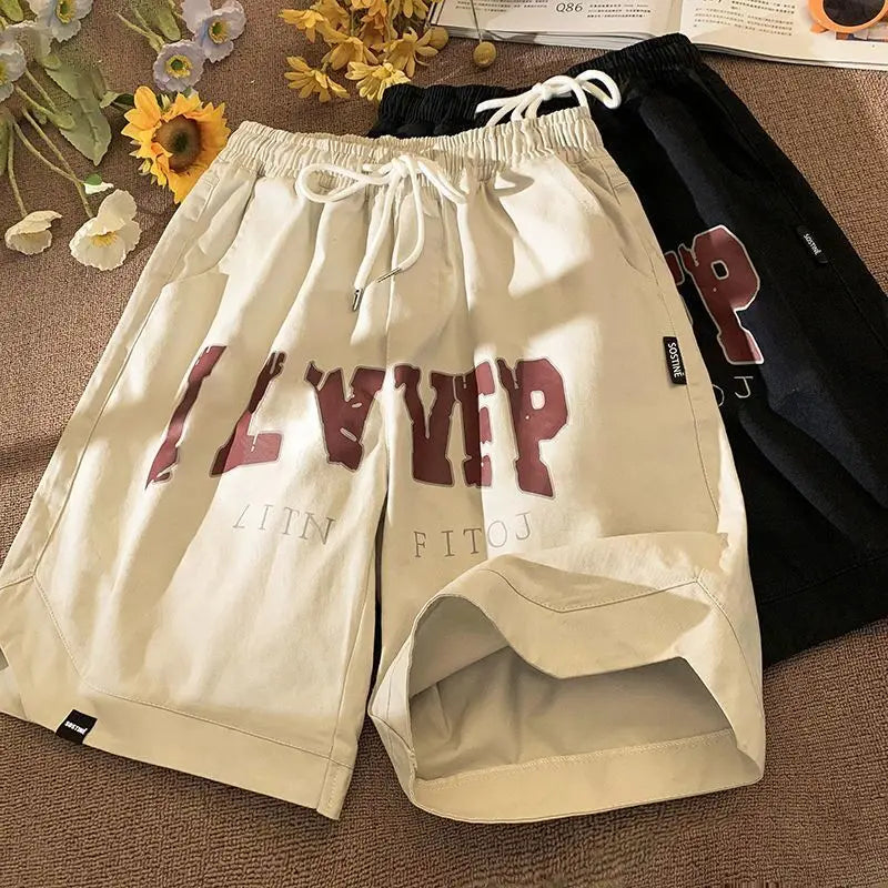 Threebooy American Basketball Shorts Men's Summer Thin Casual Sports Five-point Pants Heavy Trendy Loose High Street Trousers Aesthetic