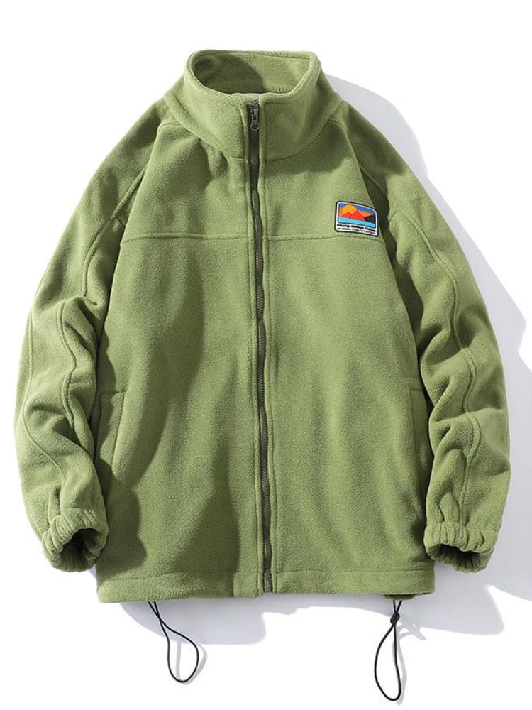 Threebooy Half-zip Hoodless Sweatshirt Autumn Winter Stand-up Collar Shirt Oversize Velevet Tops Lovers Trend Polar Fleece Jacket