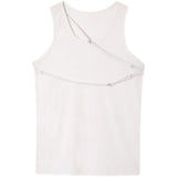 Threebooy Personality Shoulder Straps Design Tight Tank Top Mens Fashion Sexy Black White Slim Fit Sleeveless T Shirt