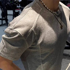 Threebooy  American-style Trendy Short-sleeve Men's Summer T-shirt Deconstructed Patchwork Design Slim-fit Inner Layer Tops