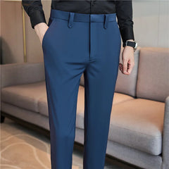 Threebooy Men Have High Spring Elasticity Business Trousers/Male Slim Fit Solid Color Dress Suit Pants Casual Pants 38