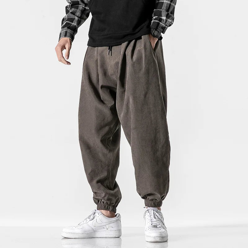 Threebooy  New Japanese Retro Straight Wide Sports Loose Lantern Trousers in Summer