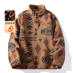 Threebooy Korean Style High-end Stand Collar Sweatshirt Men's Winter Trendy Ethnic Style Plus Velvet Thickened Warm Versatile Top Jacket