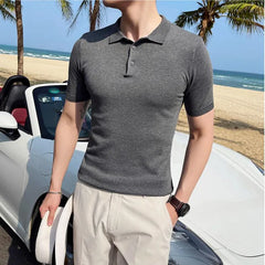 Threebooy  Summer New Style Letter Printing High Quality Men's POLO Shirt Pique Cotton Short-Sleeved Casual Breathable Lapel Men Shirt