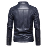 Threebooy Men Fashion Leather Jacket Slim Fit Stand Collar PU Jacket Male Anti-wind Motorcycle Lapel Diagonal Zipper Jackets Men 4XL-M