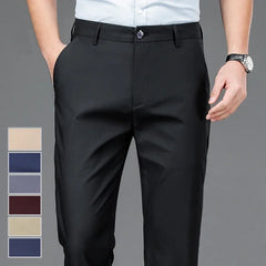Threebooy  Men's Stretchy Casual Pants Business Suit Pants Spring Summer Breathable Dress Pants Full Length Homme Work Trousers