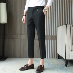 Threebooy  New Striped Nine-point Suit Pants Korean Fashion Slim Casual High-quality Trendy Office Trousers Plus Size 29-36