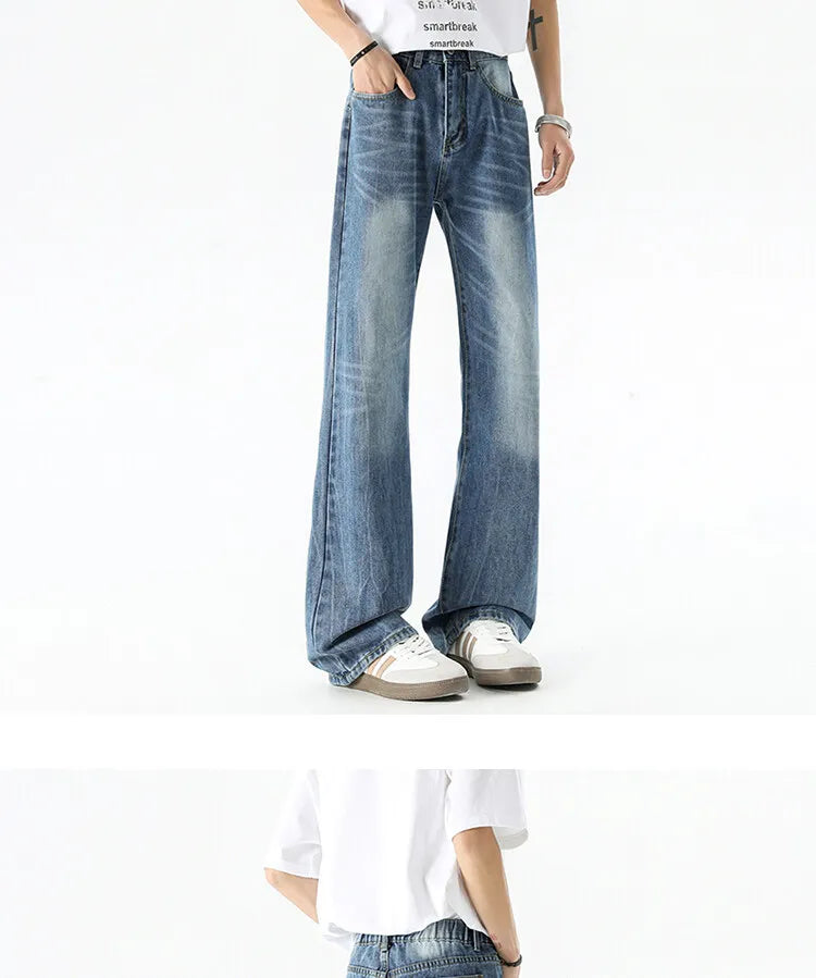 Threebooy Wide leg jeans Men 2025 Autumn trend Casual Pantsbell-bottoms unisex washed Jeans Skinny Work Trousers Male Jeans Men Clothing