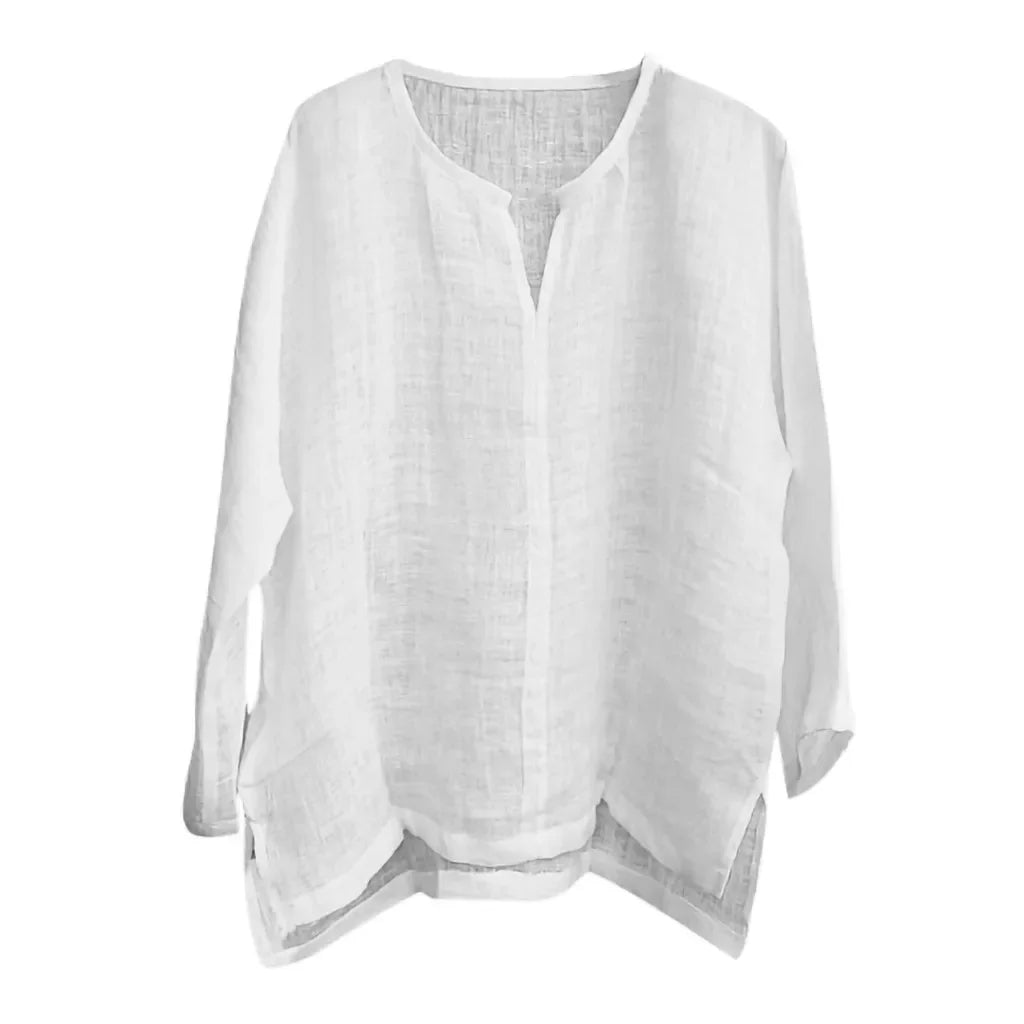 Threebooy  New Linen Shirt Men Brief Breathable Comfy Solid Color Long Sleeve Loose Harajuku Casual Blouse Hawaiian Shirts