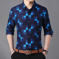 Threebooy  Plaid Shirts Men Fashion New Autumn Button Down Long Sleeve Casual Social Shirt Business Office Plus Size 7XL