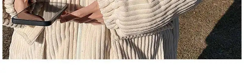 Threebooy Korean style autumn and winter men and women trendy personalized corduroy jacket for couples loose retro Harajuku casual top y2k