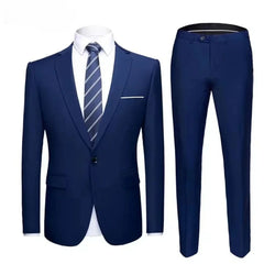 Threebooy  Men Suits Set 2 Pieces One Button For Wedding Elegant Slim Fit Blazers Formal Outfit Fashion Classic Full