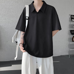 Threebooy T shirt men Oversized Polo Collar Soft Comfort Tshirt Loose Fit Breathable Tee Casual Streetwear Top Summer Mens Fashion Apparel
