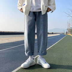 Threebooy Spring brand straight loose trouser  Korean High street men and women can wear denim classic fashion trend boys girls jeans