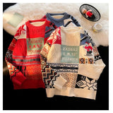 Threebooy Christmas Sweater Men's Winter Plush Thickened Warm Knit Shirt American Loose Fashion Couple costume Sweater