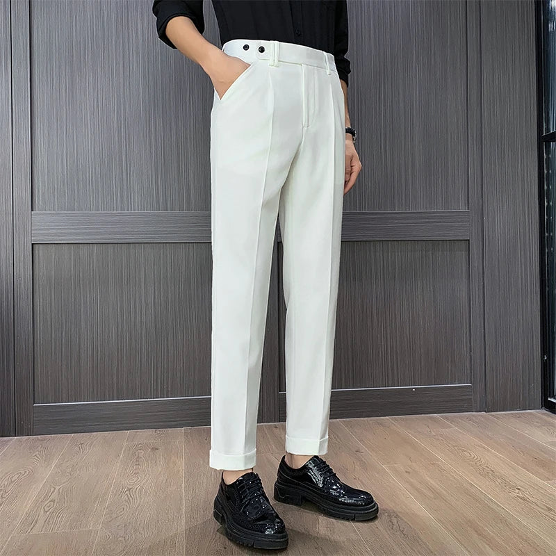 Threebooy  High Quality Men's Suit Pants Formal Business Office Social Dress Pants Fashionable Slim Fit Casual Men's Dress Pants Size 29-38