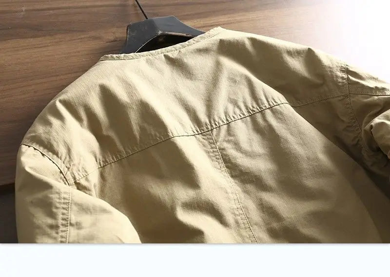 Threebooy Men's Parkas Thick Cotton Coat Jacket Autumn Winter Retro Women Jackets V-neck Long Sleeves Pockets Single-breasted Tops