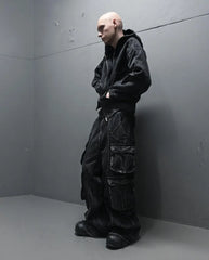 Threebooy Black Slouchy Jeans Goth Hip Hop Ripped Lots of Pockets Baggy Jeans Men and Women Harajuku Retro Y2k Denim Pants Streetwear Hot