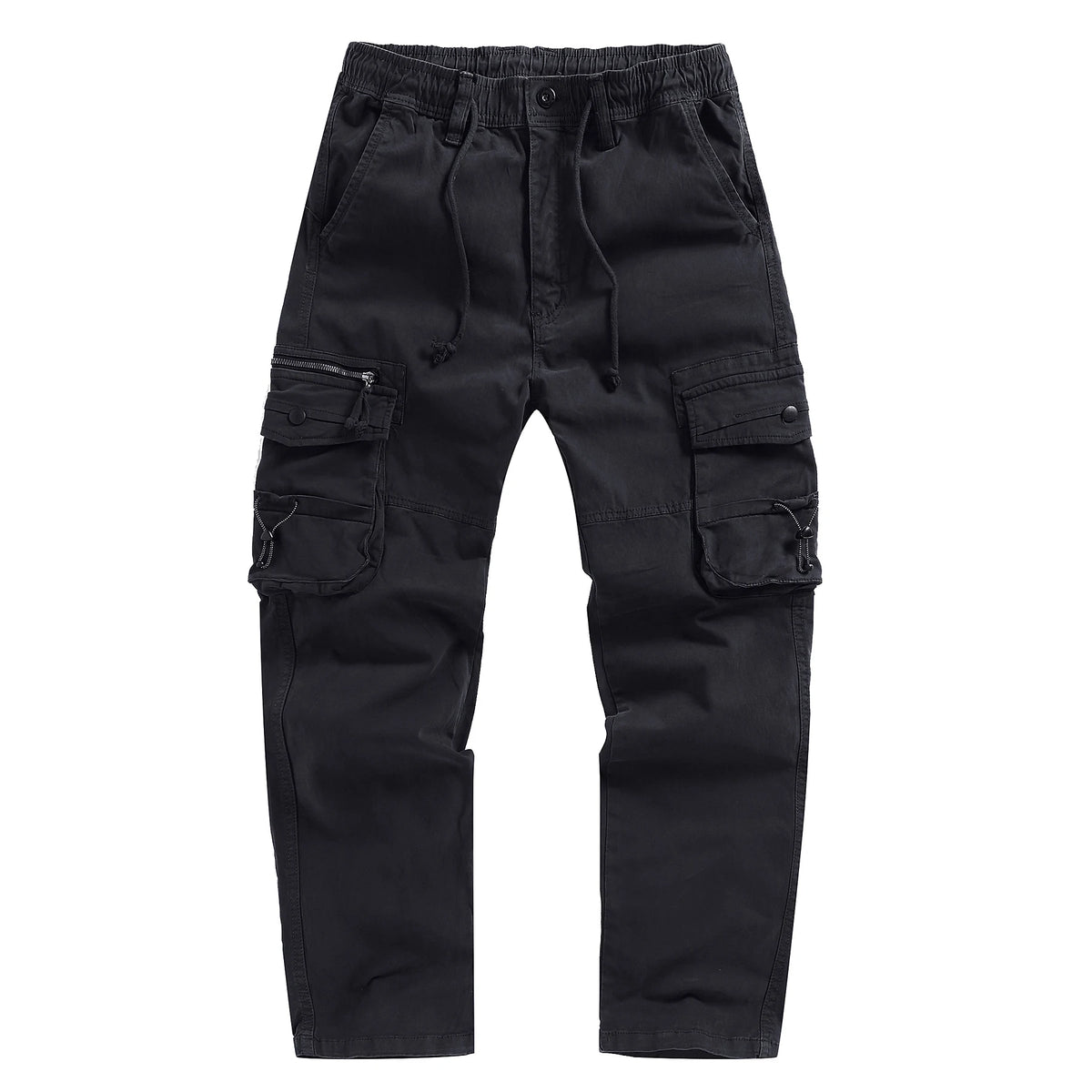 Threebooy  New Spring Autumn Men's Fashion Drawstring Elastic Waist Casual Pants Solid Multi-Pocket Jogger Cargo Pants Male Sports Trousers