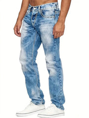 Threebooy  1Pc Y2K Blue Jeans Iefb Retro Frayed Jeans Denim Retro Jeans Tight Jeans