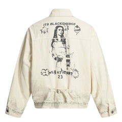 Threebooy Vintage Print Cargo Jackets Mens Streetwear Punk Y2k Canvas Coats Harajuku Loose Casual Hip Hop Washed Jackets Male