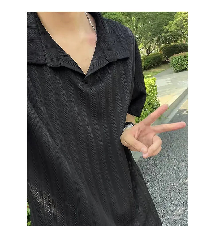 Threebooy Mens Soft Comfortable Polo Shirt Collared Knit Summer Solid Classic Simple Casual Short Sleeve Breathable Fabric Plain T Shirt