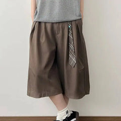 Threebooy  Lightweight Men's Summer Wide-leg Cropped Pants Straight Loose Shorts Simple Fashion All-match Clothing