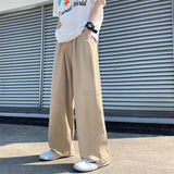 Threebooy Spring Cotton Wide Leg Pants Men Fashion Solid Color Casual Pants Men Streetwear Korean Loose Straight Pants Mens Trousers S-5XL