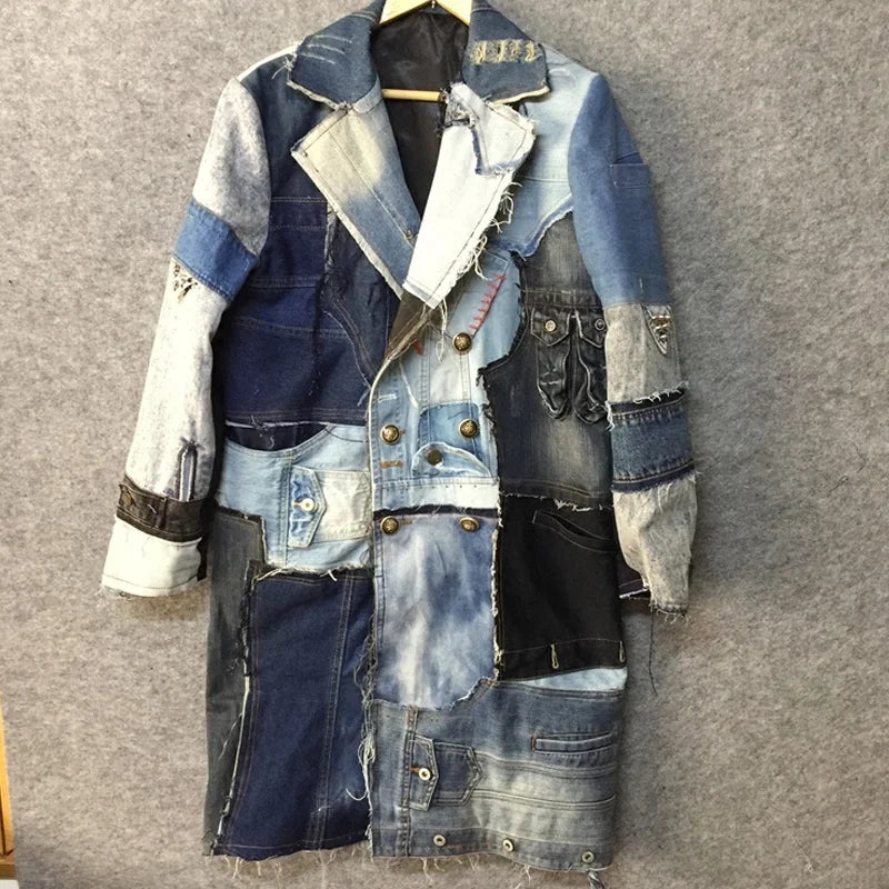 Threebooy Men's Couture Patchwork Denim Jacket