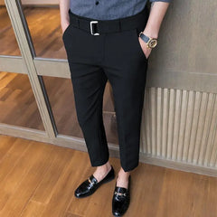 Threebooy  New Spring and Autumn Pi Shuai Trend Light Luxury High Waist Slim Fit Small Feet Versatile Casual Draping Men's Pants