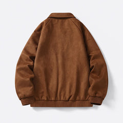 Threebooy  Men's Spring Autumn New Suede Jacket Loose Fit Lightweight Casual Sporty Couple Outerwear Street Coat for Students Daily Wear